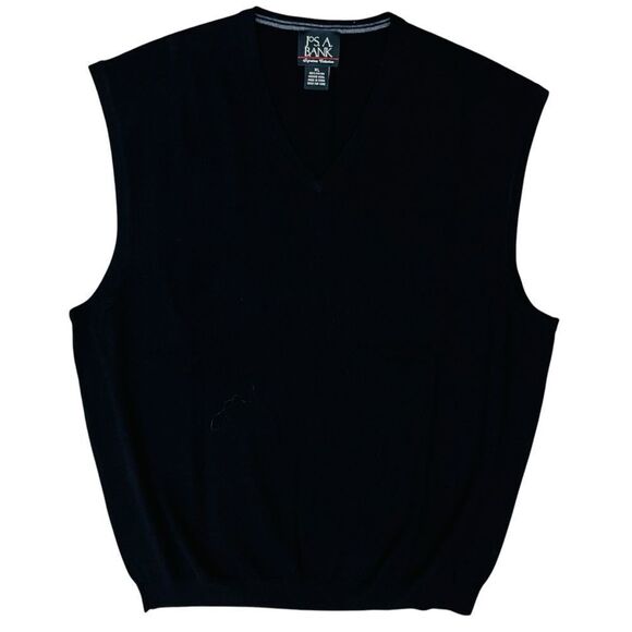 Jos. A. Bank 100% Italian Merino Wool Vest Men Black V-Neck Pullover Sweater - Picture 1 of 7